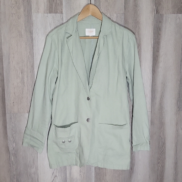 🛍Curve Appeal Womens‎ Small Lightweight Jacket Sage Green Cotton Utility Casual - Picture 1 of 8